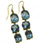 Riyogems A Blue Topaz Cz Copper 18kt Gold Plated Versatile Earring L 3in Gpebtcz