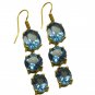 Riyogems A Blue Topaz Cz Copper 18kt Gold Plated Versatile Earring L 3in Gpebtcz