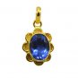 Riyogems A Blue Sapphire Cz Copper 18kt Gold Plated Teardrop Pendant L 1.25in Gp