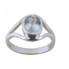 slightly Blue Topaz 925 Sterling Silver Blue Ring jewelry L-1in US 5,6,7,8 Sz 7