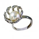 excellent Pearl Silver white Ring supplies L-1in US 5,6,7,8
