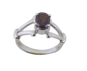 divine Garnet 925 Sterling Silver Red Ring gemstones L-1in US 5,6,7,8