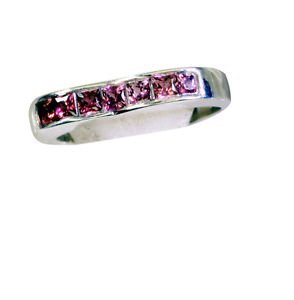splendid Garnet Silver Red Ring gemstones L-1in US 5,6,7,8