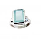 bewitching Aqua Chalcedony Silver Blue Ring exporter L-1in US 5,6,7,8