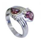 excellent Garnet Silver Red Ring jewellery L-1in US 5,6,7,8