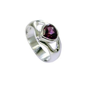 glossy Garnet Silver Red Ring Designer L-1in US 5,6,7,8