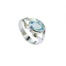 fine Blue Topaz Silver Blue Ring jewelry L-1in US 5,6,7,8