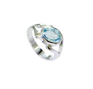 fine Blue Topaz Silver Blue Ring jewelry L-1in US 5,6,7,8