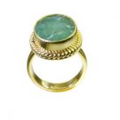 beauty Indian Emerald Gold Plated Green Ring Designer L-1in US 5,6,7,8
