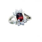 flawless Garnet Silver Red Ring supply L-1in US 5,6,7,8