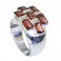excellent Garnet Silver Red Ring handmade  L-1in US 5,6,7,8