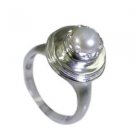 appealing Pearl Silver white Ring indian L-1in US 5,6,7,8