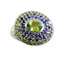 taking Peridot Silver Green Ring supply L-1in US 5,6,7,8