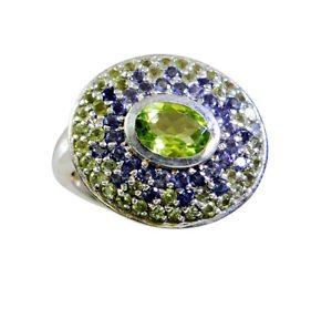 taking Peridot Silver Green Ring supply L-1in US 5,6,7,8