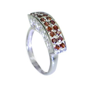 fascinating Garnet Silver Red Ring handcrafted L-1in US 5,6,7,8