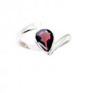 handsome Garnet Silver Red Ring gemstone L-1in US 5,6,7,8