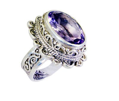 sexy Amethyst Silver Purple Ring handcrafted L-1in US 5,6,7,8