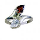 dollish Garnet Silver Red Ring india  L-1in US 5,6,7,8