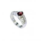 flamboyant Garnet Silver Red Ring gemstone L-1in US 5,6,7,8