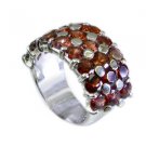 good Garnet Silver Red Ring indian L-1in US 5,6,7,8