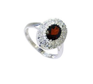 inviting Garnet Silver Red Ring Designer L-1in US 5,6,7,8