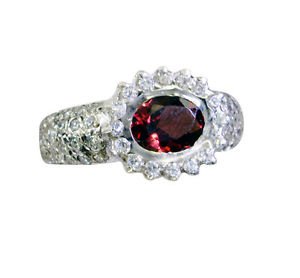 presentable Garnet Silver Red Ring wholesales L-1in US 5,6,7,8
