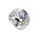 bonny Amethyst Silver Purple Ring handcrafted L-1in US 5,6,7,8