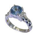 symmetrical Blue Topaz 925 Sterling  Blue Ring Designer L-1in US 5,6,7,8