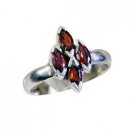 exquisite Garnet Silver Red Ring Designer L-1in US 5,6,7,8