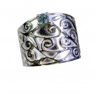 sexy Blue Topaz Silver Blue Ring gemstones L-1in US 5,6,7,8