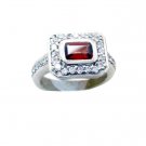 statuesque Garnet Silver Red Ring exporter L-1in US 5,6,7,8