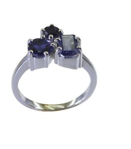 hunky Iolite 925 Sterling Silver Blue Ring suppiler L-1in US 5,6,7,8