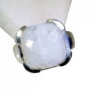 desirable Rainbow Moonstone Silver White Ring wholesales L-1in US 5,6,7,8