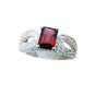 lovesome Garnet Silver Red Ring jewelry L-1in US 5,6,7,8