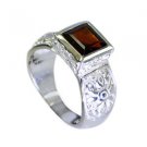 superb Garnet Silver Red Ring jewellery L-1in US 5,6,7,8