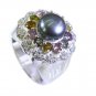 foxy Tourmaline Silver Multi Ring jewelry L-1in US 5,6,7,8