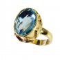 better Blue Topaz CZ Copper Blue Ring jewelry L-1in US 5,6,7,8