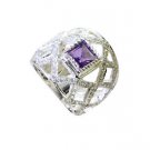 angelic Amethyst Silver Purple Ring handcrafted L-1in US 5,6,7,8
