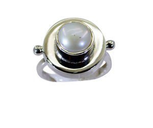 dazzling Pearl Silver white Ring gemstone L-1in US 5,6,7,8