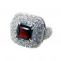 seemly Garnet Silver Red Ring gemstone L-1in US 5,6,7,8