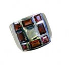 seductive Garnet Silver Red Ring gemstone L-1in US 5,6,7,8
