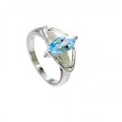 dazzling Blue Topaz Silver Blue Ring jewellery L-1in US 5,6,7,8