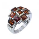 fine Garnet Silver Red Ring supply L-1in US 5,6,7,8