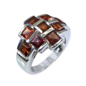 fine Garnet Silver Red Ring supply L-1in US 5,6,7,8