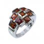 fine Garnet Silver Red Ring supply L-1in US 5,6,7,8