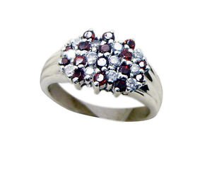 cunning Garnet Silver Red Ring gemstones L-1in US 5,6,7,8