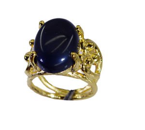 shapely Black onyx Copper Black Ring jewellery L-1in US 5,6,7,8