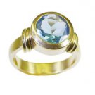 sexy Blue Topaz Cz Gold Plated Blue Ring supplies L-1in US 5,6,7,8