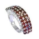 pleasing Garnet Silver Red Ring handmade  L-1in US 5,6,7,8