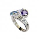 pleasing Multi Gemstone Silver Multi Ring jewelry L-1in US 5,6,7,8